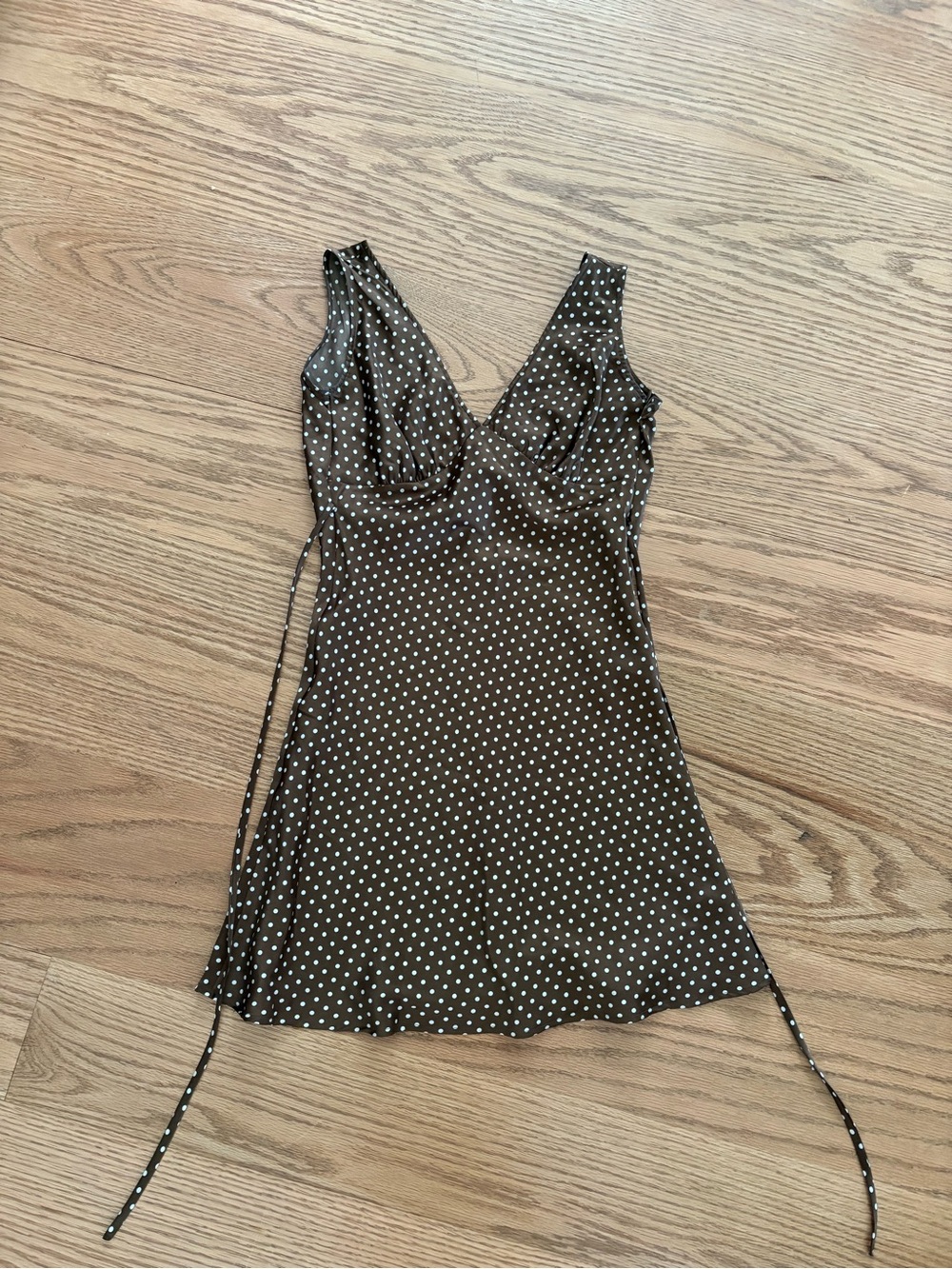 Frankie's Bikinis Brown Polka Dot Slip Dress